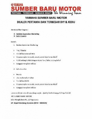 Lowongan  Sales Counter Sumber Motor