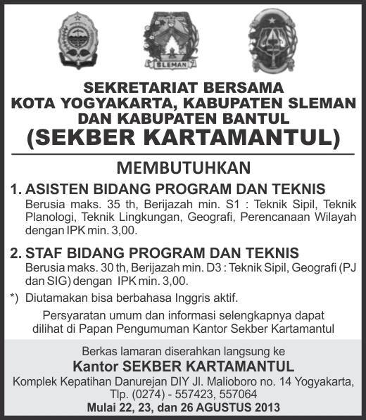 Lowongan Asisten dan staf Pemerintahan Yogyakarta