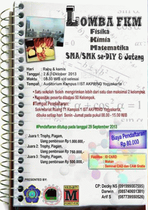 Lomba Fisika Kimia Matematika SMA/SMK se-DIY Jateng