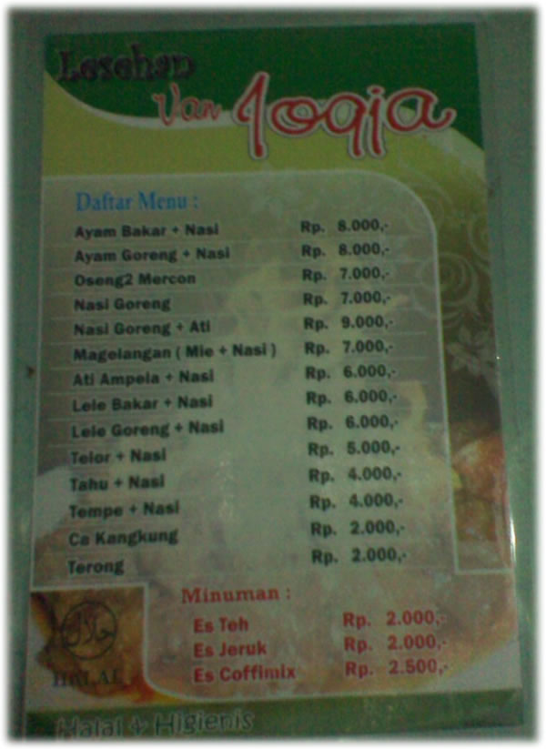 daftar harga lesehan sore van jogja new